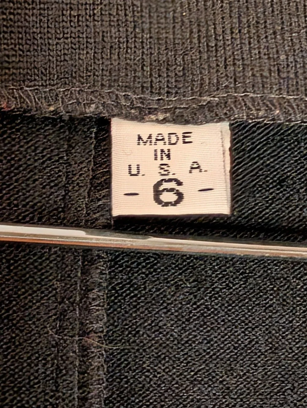 Vintage Union Made 100% Merino Wool Cardigan Sweater Black V-Neck USA 6 FLAW